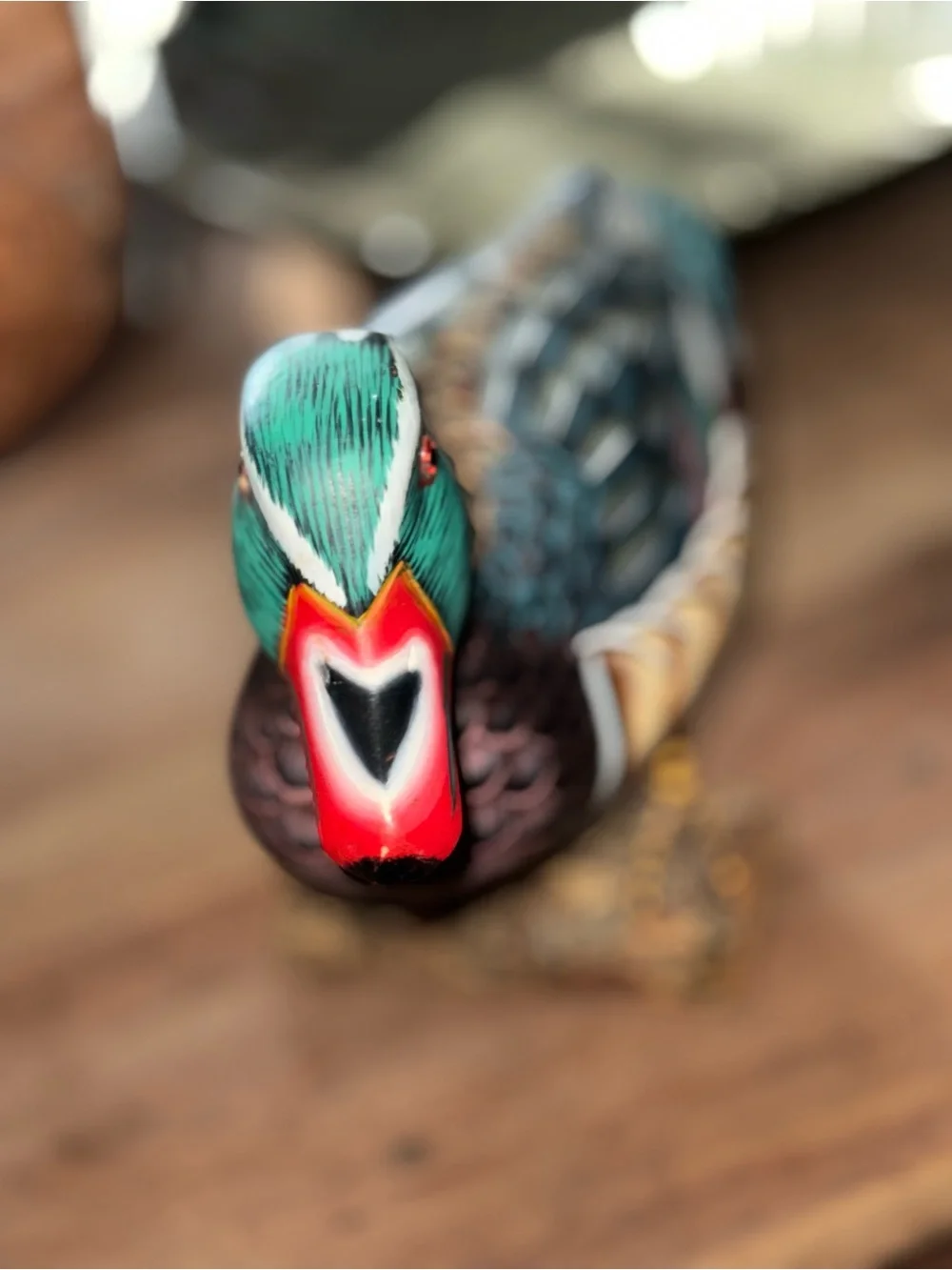 Vintage Hand-Painted Wooden Duck Figure